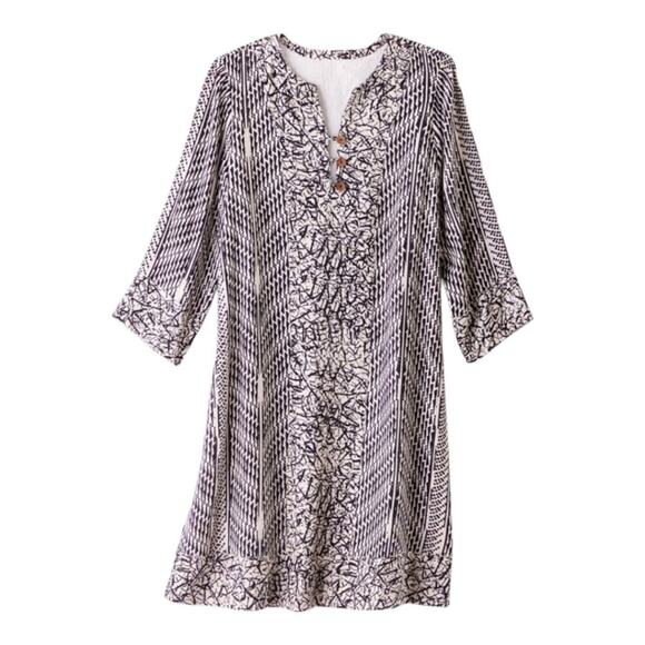 Soft Surroundings Black & White Ikat Raven Dress 3/4 Sleeve Womens Plus Size 1X‎ - Picture 6 of 8